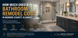 Bryce Toenjes Construction: Bathroom remodel cost guide in Monroe County, Illinois, showcasing a modern bathroom design.