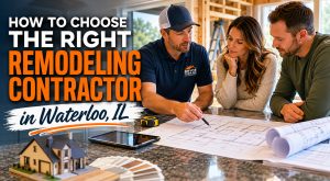 Bryce Toenjes Construction: homeowners discussing remodeling plans with a contractor in Monroe County, IL.